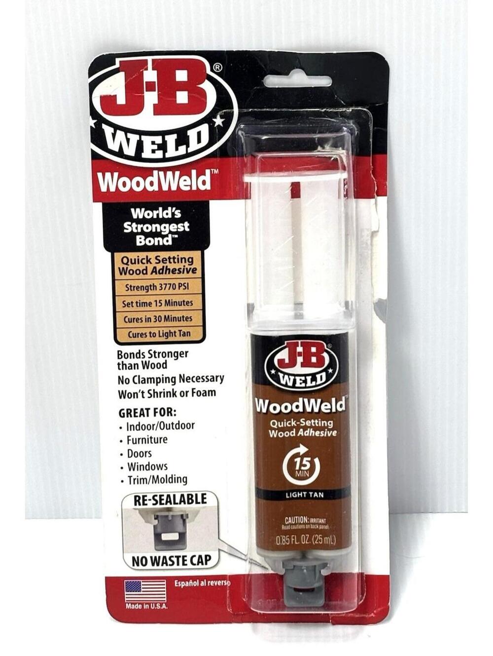 JB Weld WoodWeld Quick Setting Wood Adhesive 3770 PSI Light Tan 0.85 fl oz New